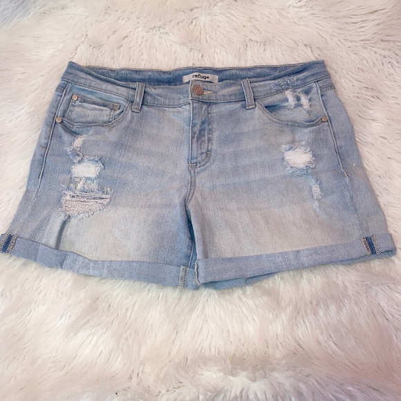Refuge Boyfriend Distressed Denim Shorts